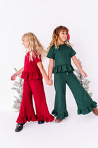 Hunter Green | Waffle Ruffle Set