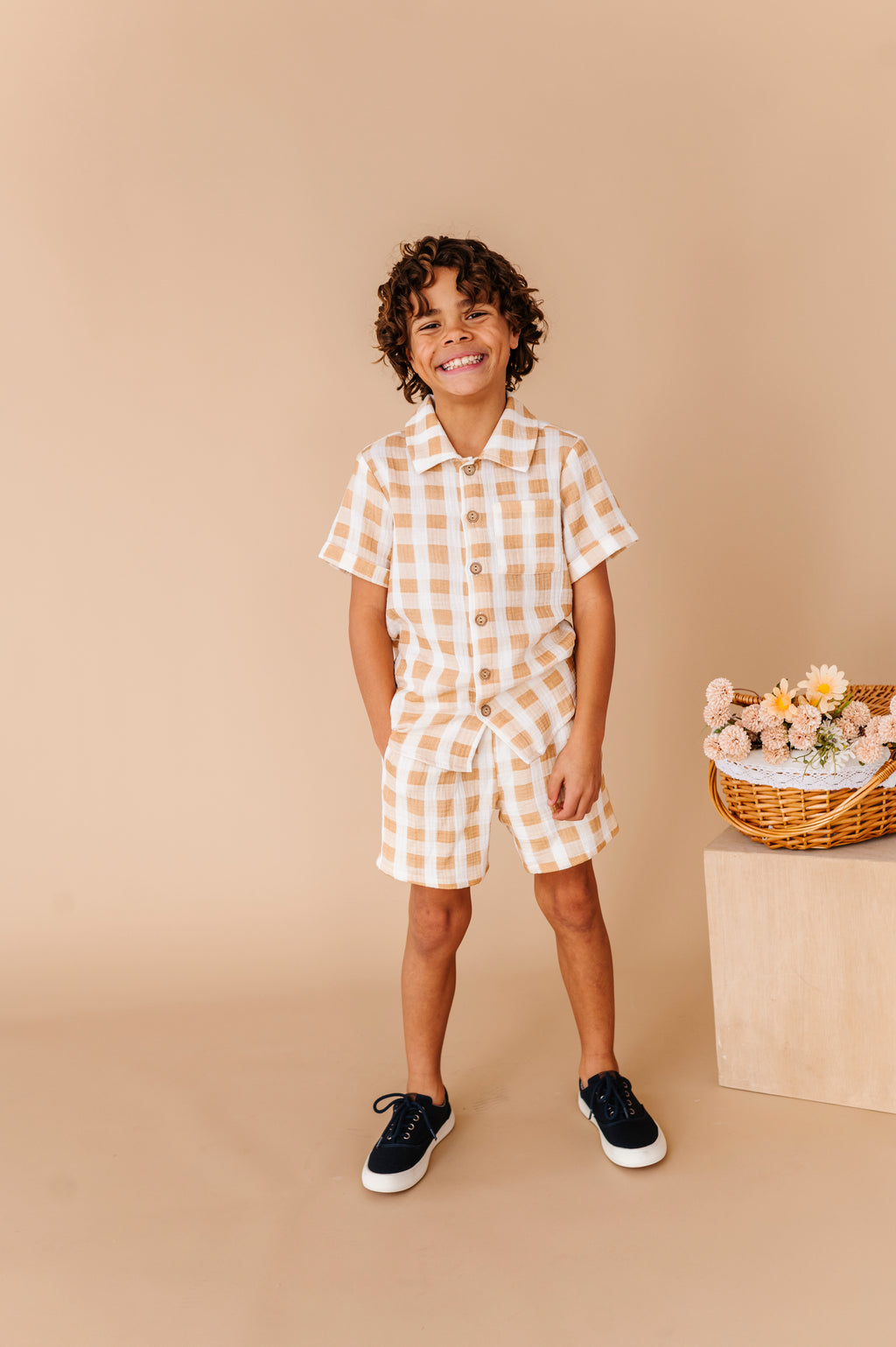 Honey Gingham | BOYS LINEN SET