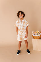 Honey Gingham | BOYS LINEN SET