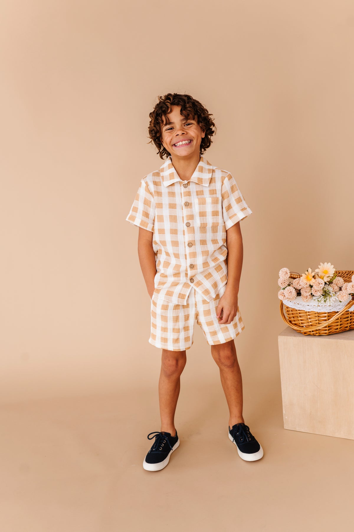 Honey Gingham | BOYS LINEN SET