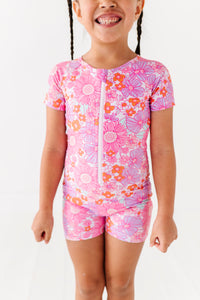 Neon Floral: Shorts Onsie