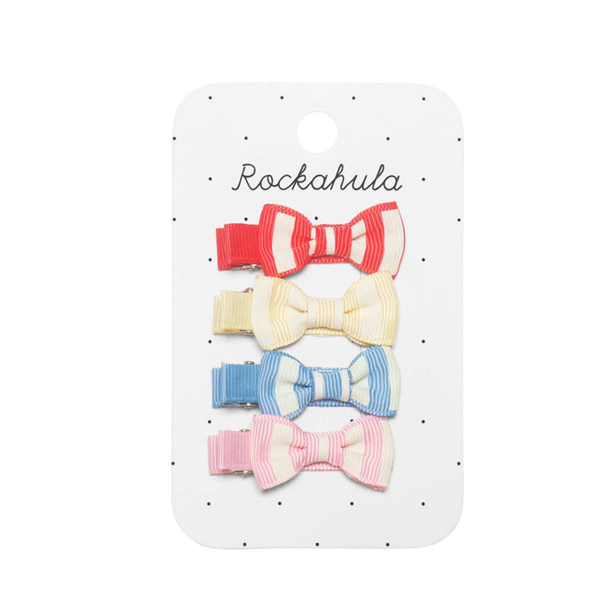 Stripe Mini Bow Clips (4 pack)