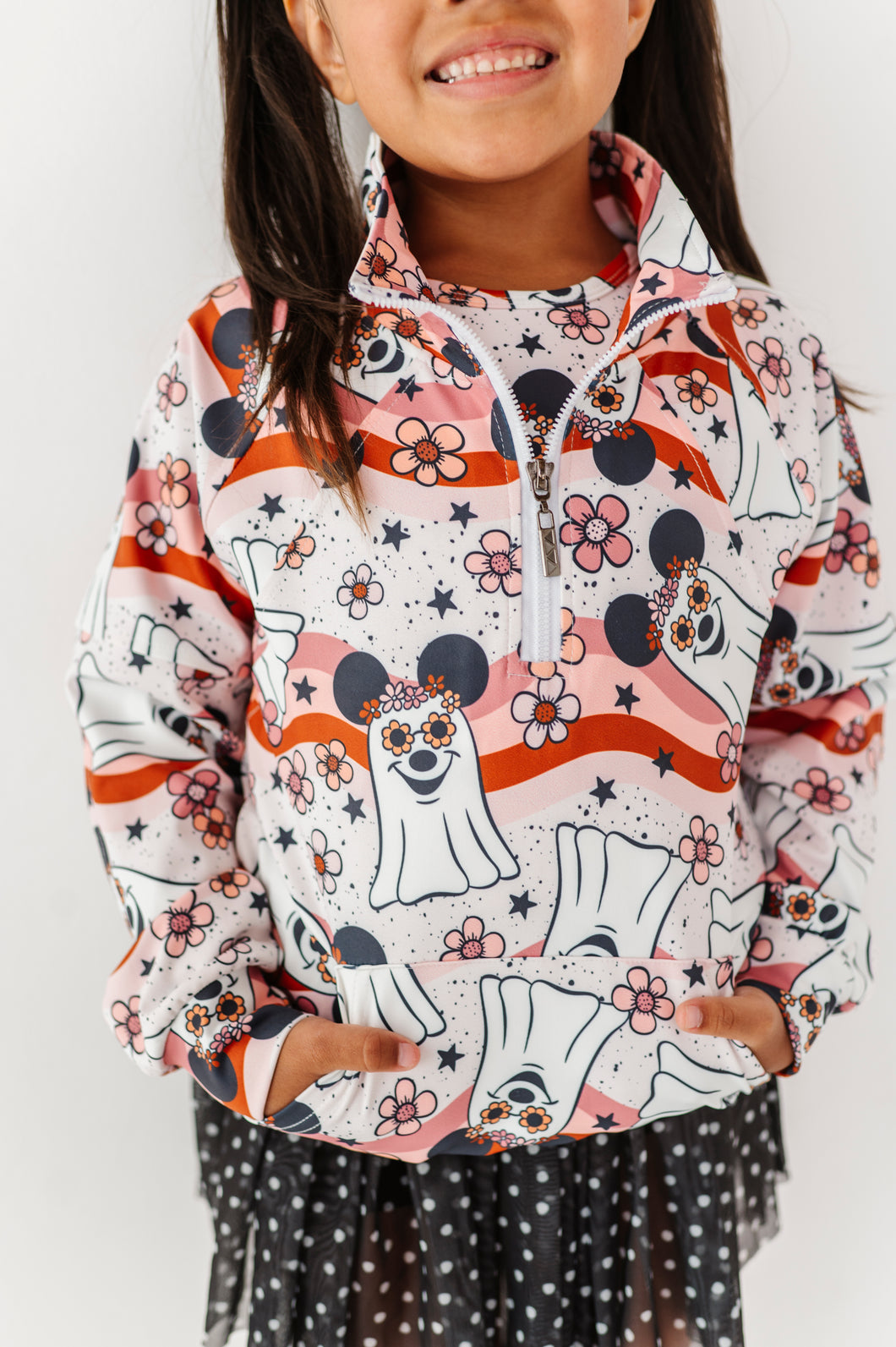 Groovy Minnie Ghosts | KIDS 1/4th Zip Up
