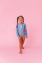 Load image into Gallery viewer, Cabanna Stripes | 1/4th ZIP RASHGUARD 2-PIECE