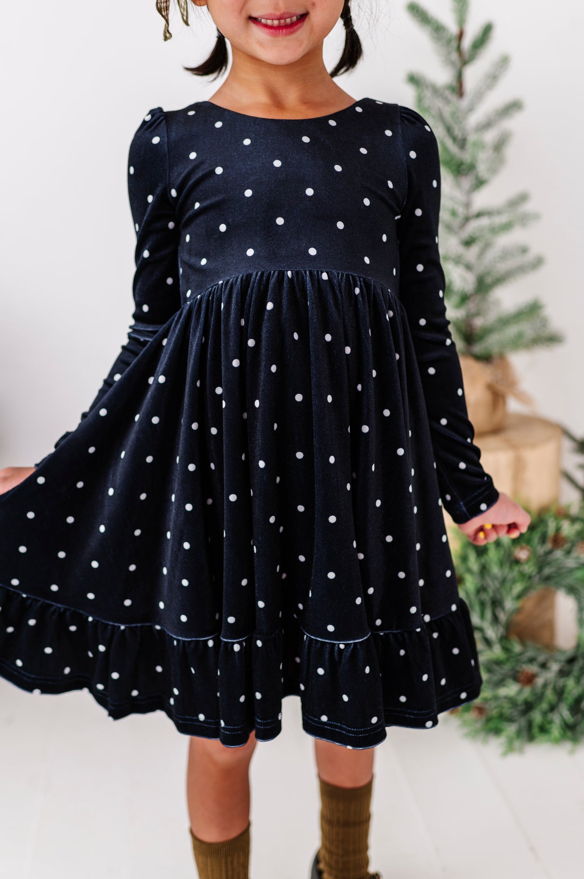 Black Dottie | Velvet Bow Back Dress