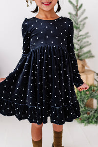 Black Dottie | Velvet Bow Back Dress