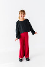 Holly Berry | Rib Wide Leg Pants