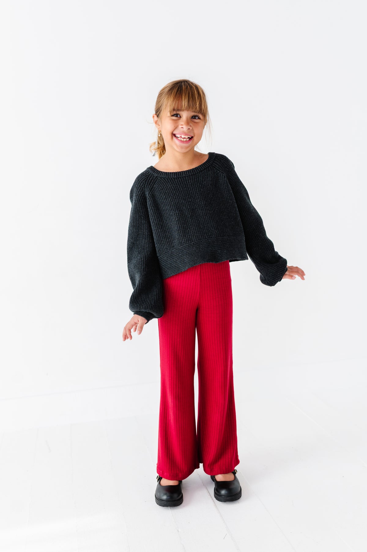 Holly Berry | Rib Wide Leg Pants