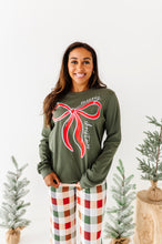 Load image into Gallery viewer, RED BOW (GREEN SHIRT) | Adult Long Sleeve Tee