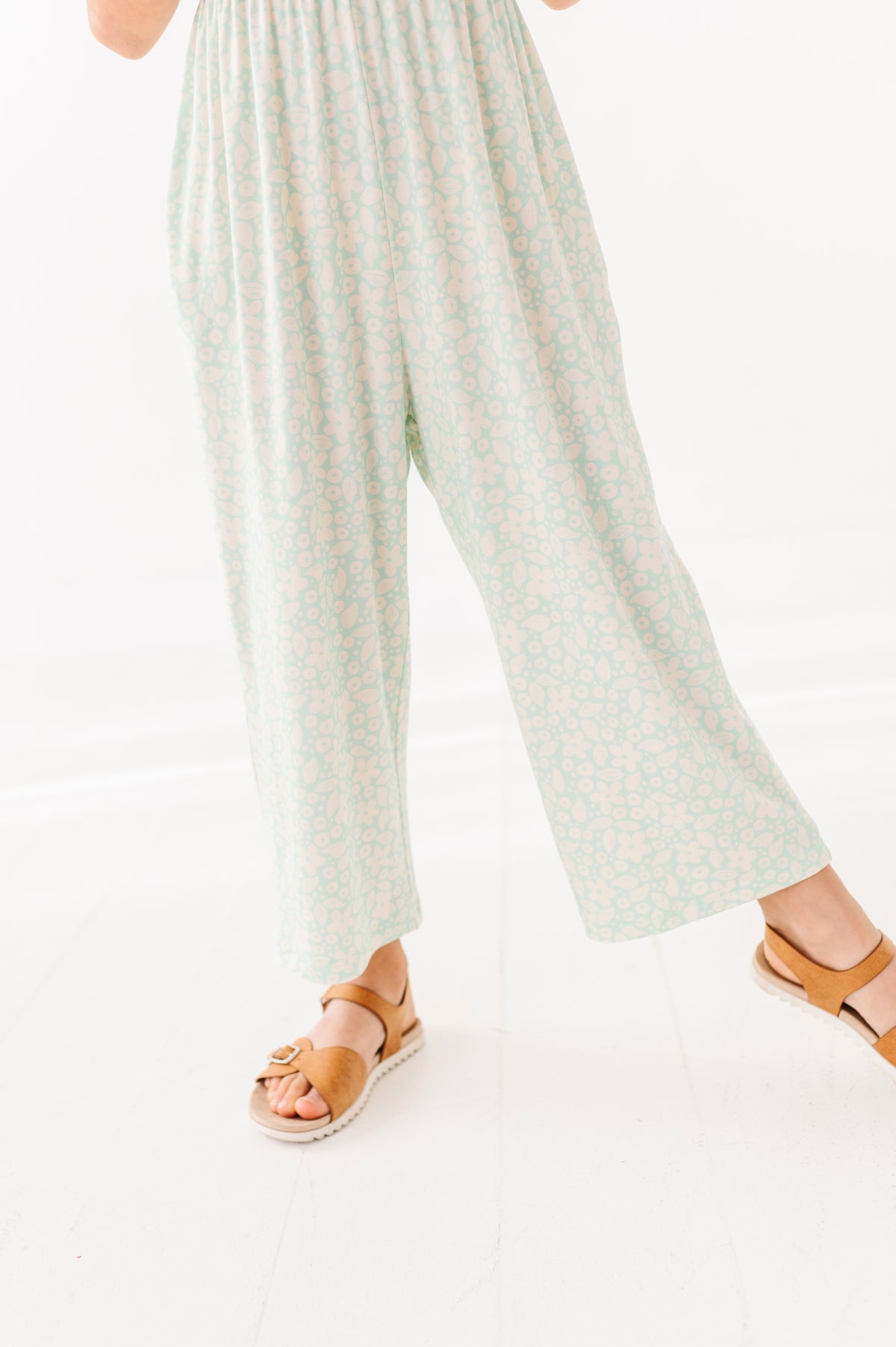 Minty FLORAL | Cropped Pant Romper