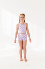 Load image into Gallery viewer, Violet Check: Boy Shorts TWO-PIECE