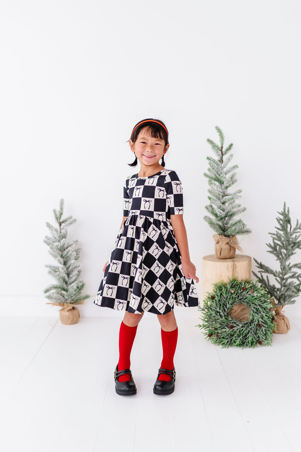 Checkered Bow | Scoop Back Dress