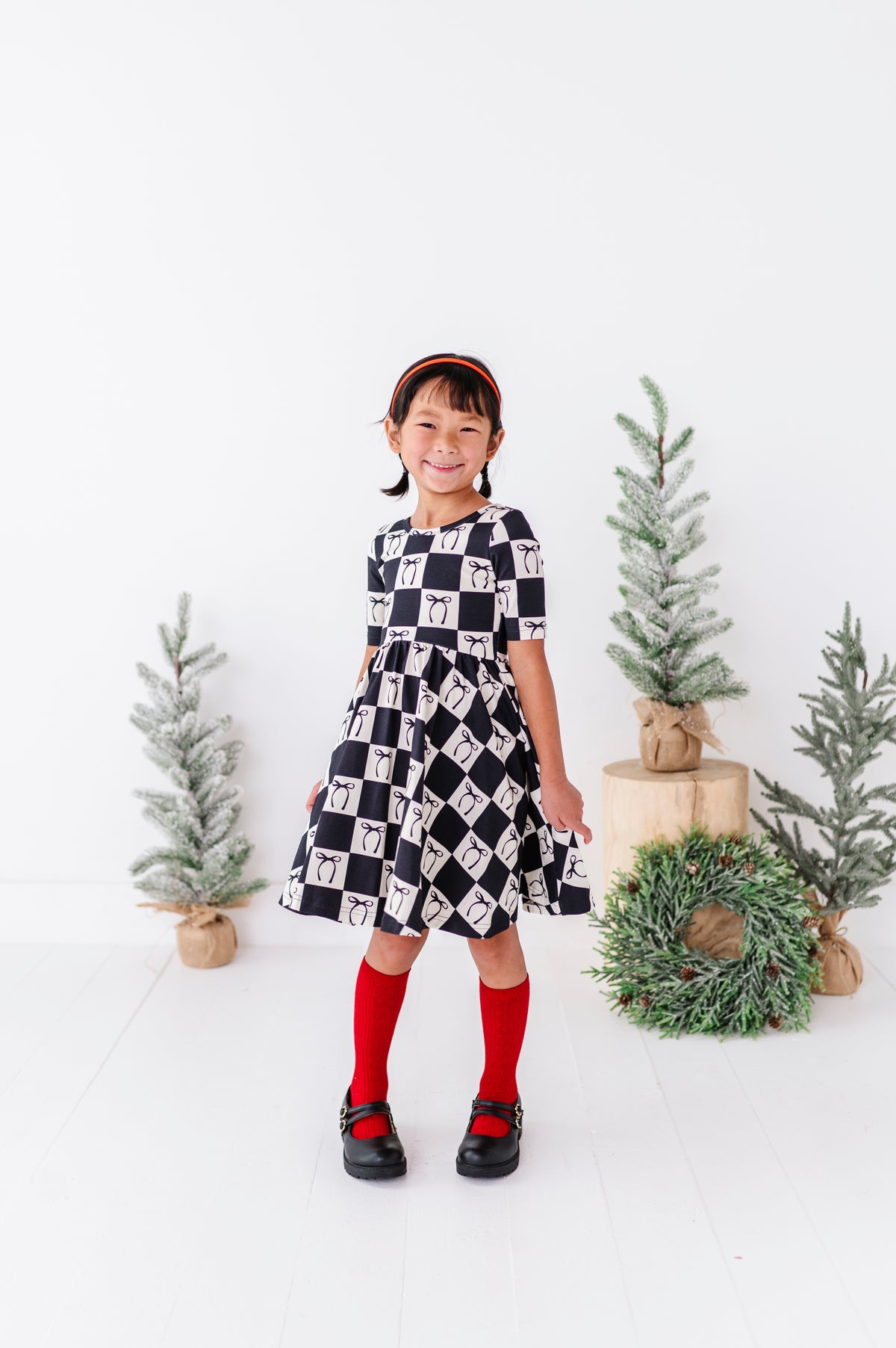 Checkered Bow | Scoop Back Dress