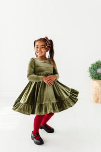Sage | Velvet Bow Back Dress