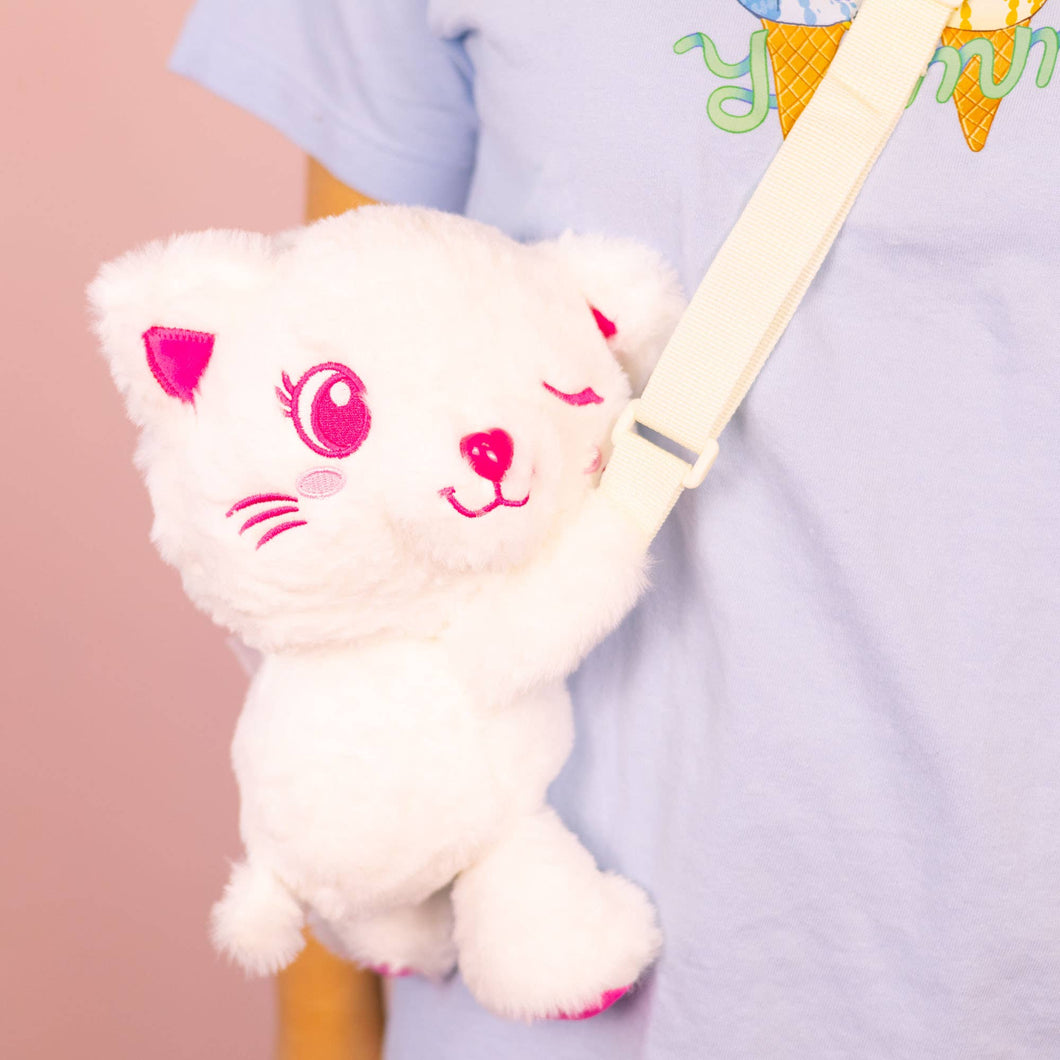 Plush Crossbody Bag: Winky Kitty