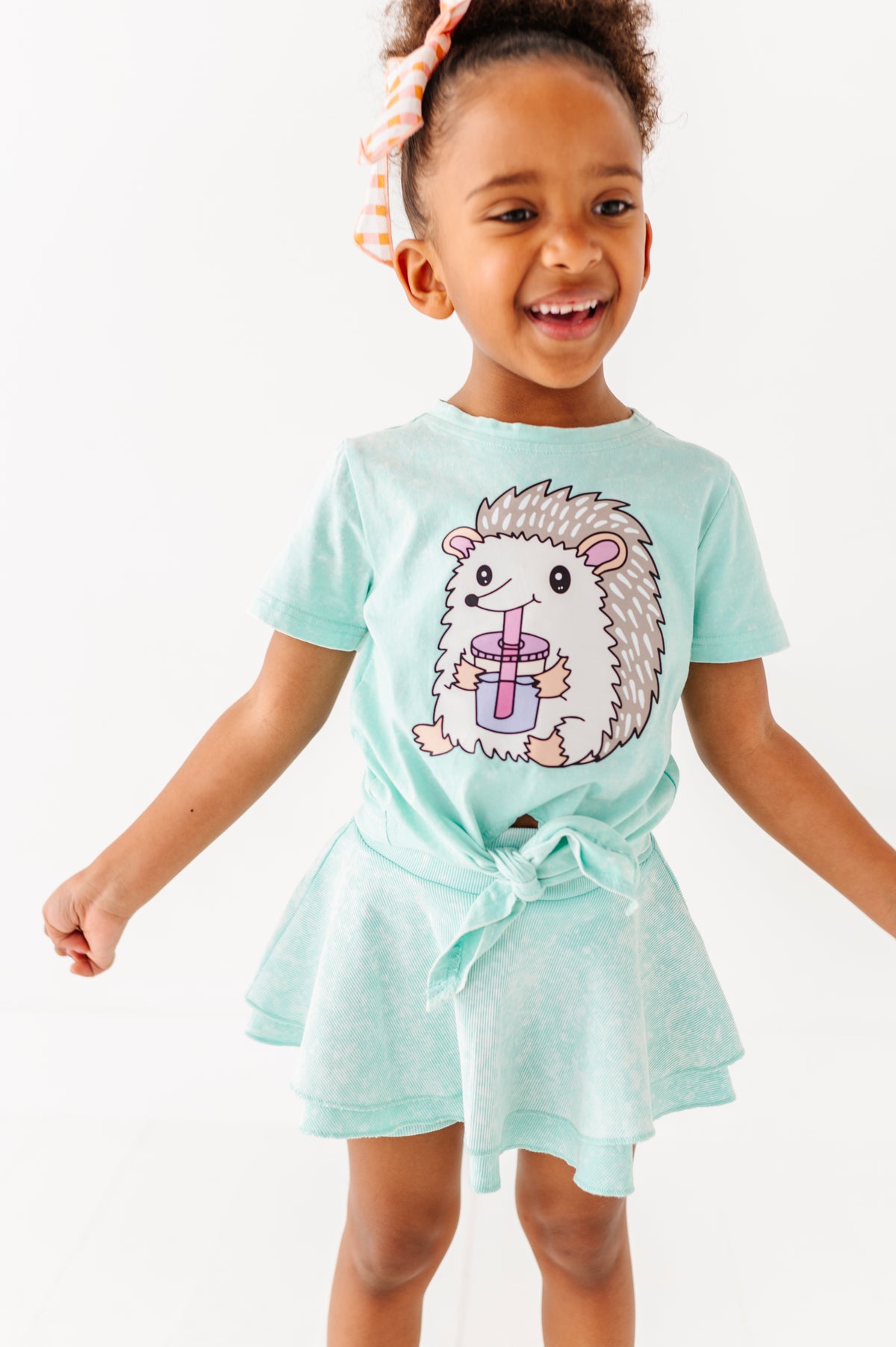 Hedgehog | Mint Vintage Front-Tie Tee