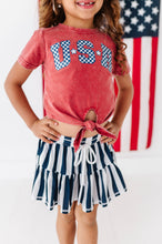 Load image into Gallery viewer, RED ‘USA’ Check | Girls Tie-Front Shirt
