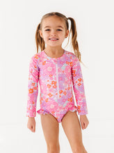 Load image into Gallery viewer, Neon Floral: ONE-PIECE Rashguard