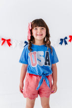 Load image into Gallery viewer, BLUE Patchwork USA | Tie Front Tee