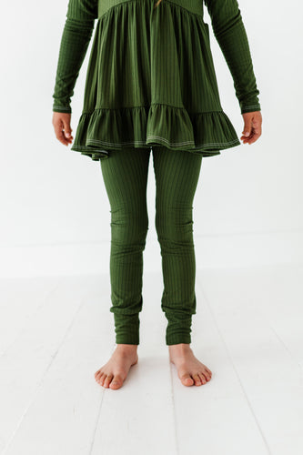 OLIVE RIB | Slim Leggings