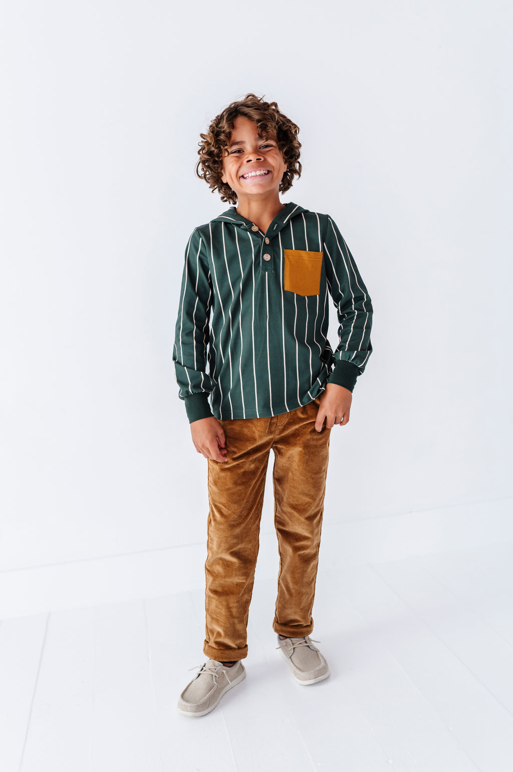 Yuletide Green Stripe | Hoodie Henley
