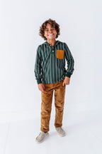 Yuletide Green Stripe | Hoodie Henley