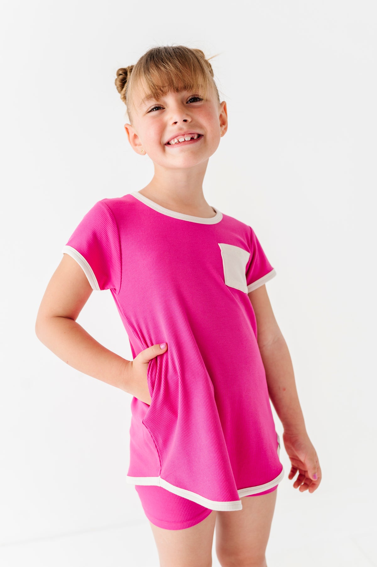 Pink Punch | Mini Dress + Biker Shorts RIB Set