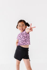 Mauve Smilies | Cross Back Tee