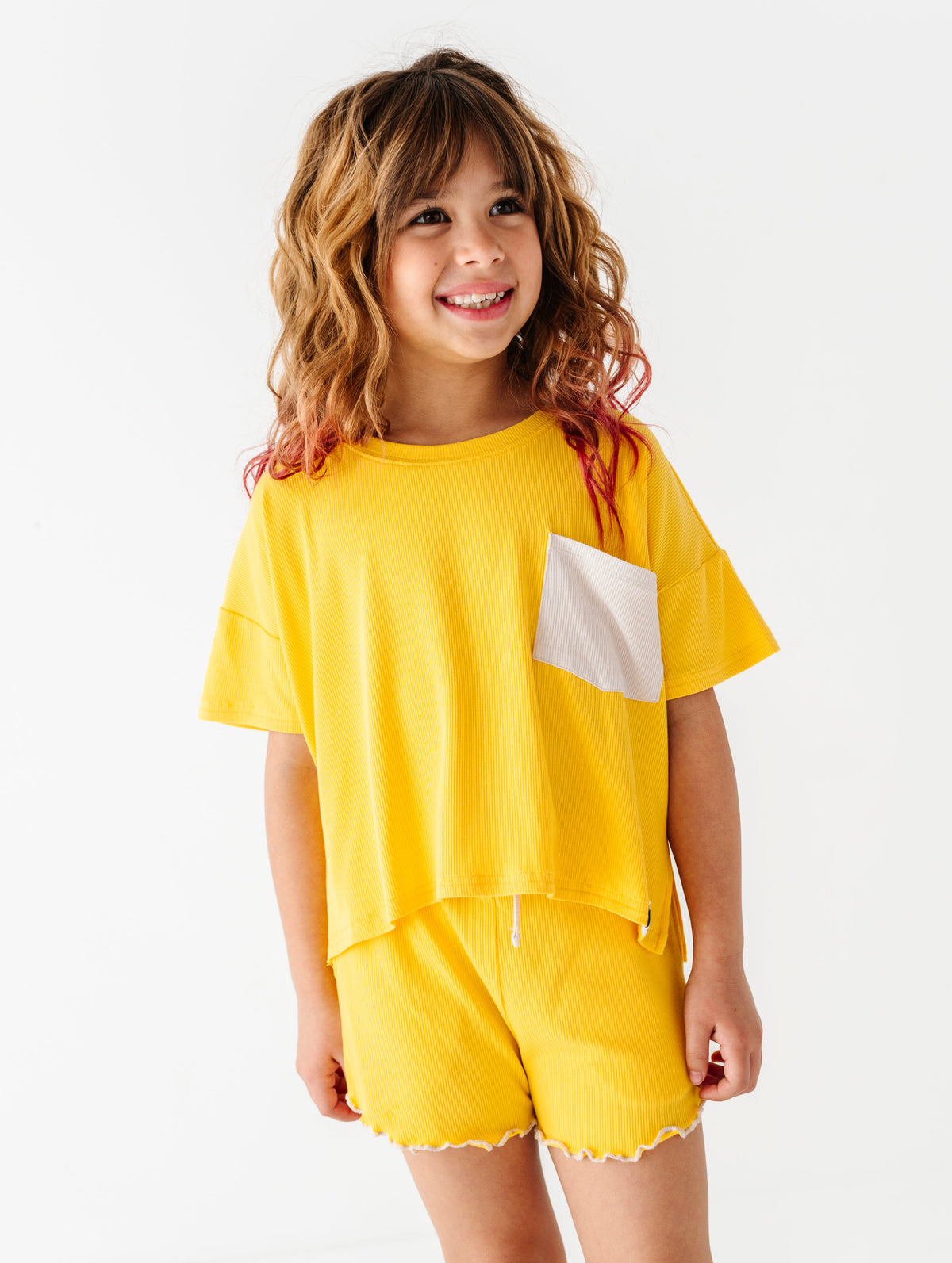 Lemon Drop | Boxy Crop + Shorts RIB Set