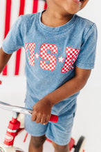Load image into Gallery viewer, Navy ‘USA’ Check  | BOYS Tee