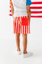Load image into Gallery viewer, RED Spangled Stripes | BOY SHORTS