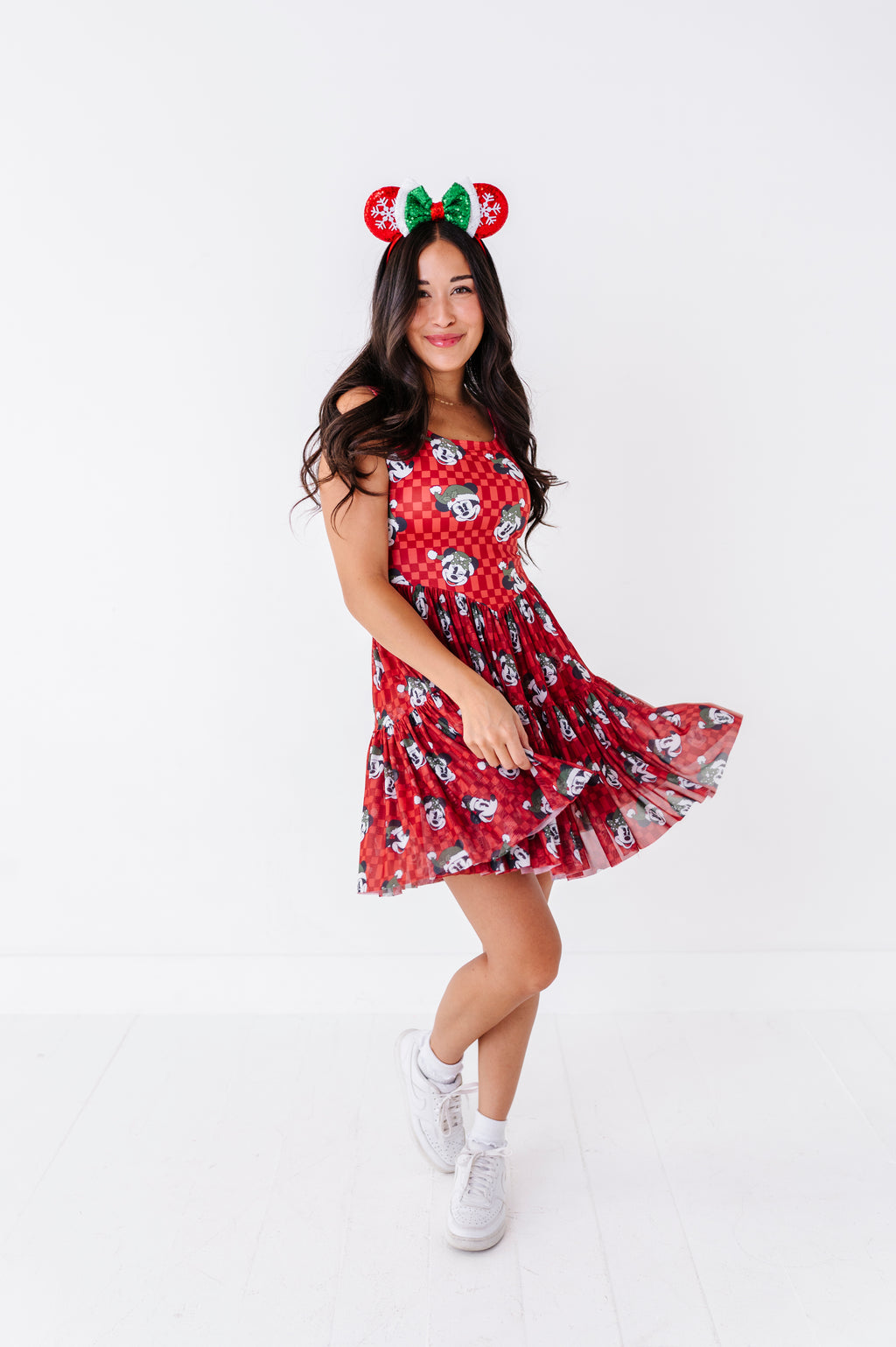 Minnie's Holly Check | ADULT Mesh Dress