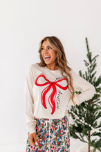 Load image into Gallery viewer, RED BOW (CREAM SHIRT) | Adult Long Sleeve Tee