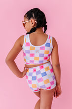 Load image into Gallery viewer, Confetti Check Bows | BOY SHORTS 2-PIECE