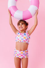 Load image into Gallery viewer, Confetti Check Bows | BANDEAU RUFFLE 2-PIECE