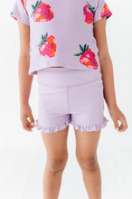 Load image into Gallery viewer, Very Violet | Ribbed Ruffle Yoga Shorts