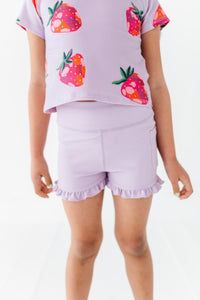 Very Violet | Ribbed Ruffle Yoga Shorts