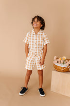 Honey Gingham | BOYS LINEN SET