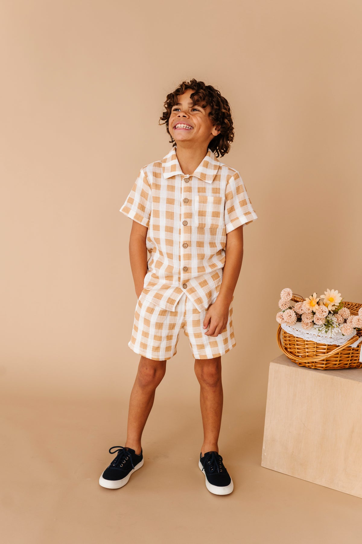 Honey Gingham | BOYS LINEN SET