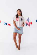Load image into Gallery viewer, Patchwork USA | ADULT tees (*CROP + FULL LENGTH HERE)