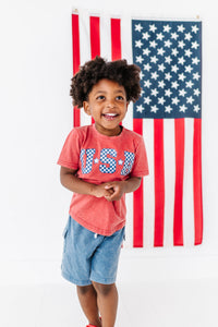 Red ‘USA’ Check | BOYS Tee