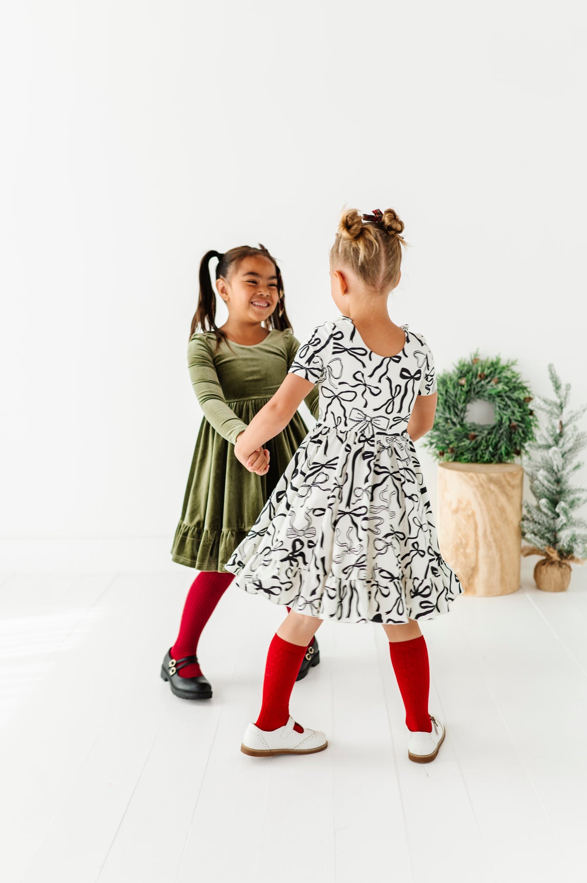 Cream Preppy Bow | Collard Twirl Dress