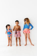 Load image into Gallery viewer, Stars + Stripes | Rashguard Skirted 2-Piece