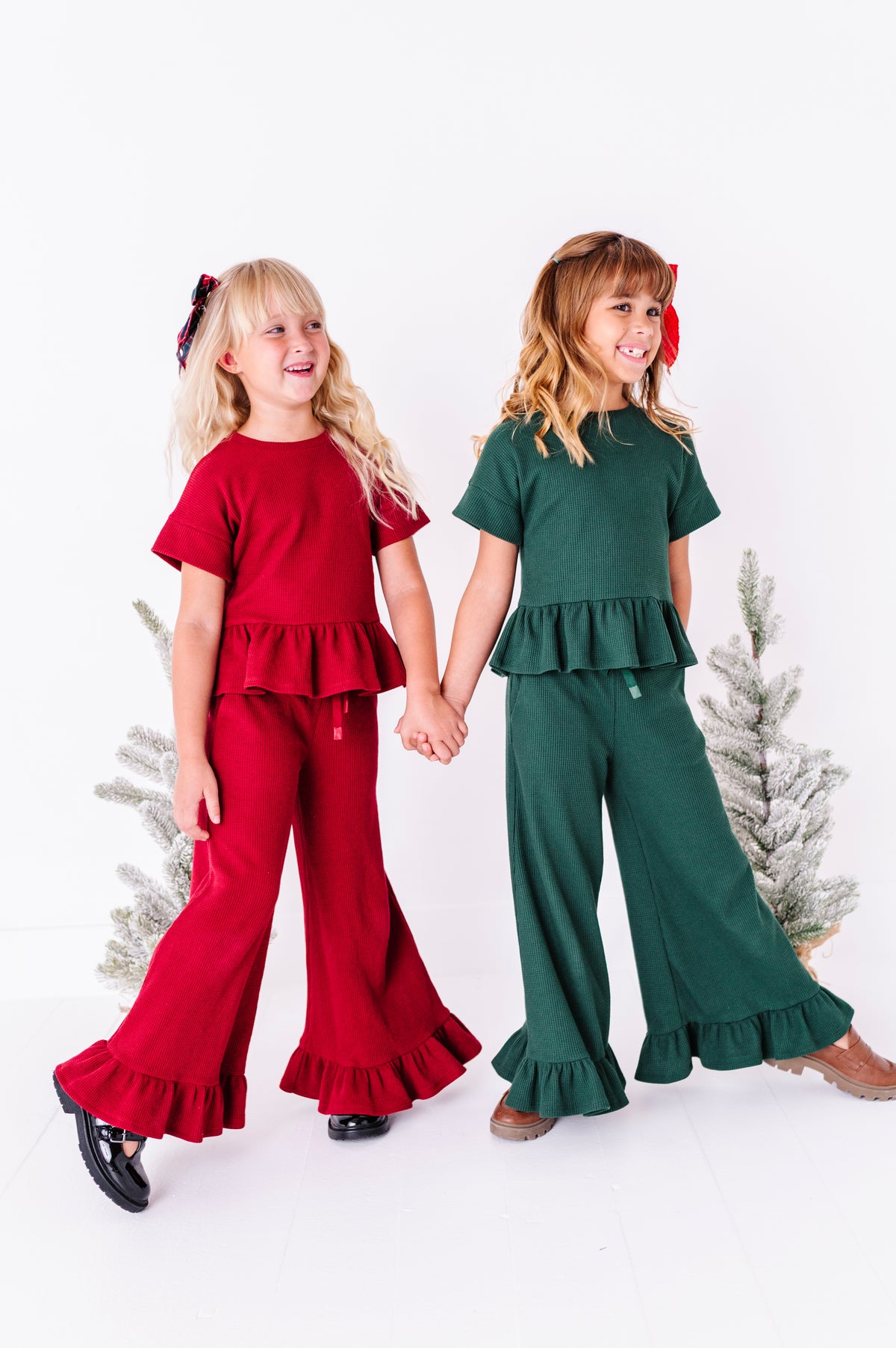 Hunter Green | Waffle Ruffle Set