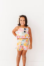 Retro Sunshine | Ruffle Linen Crop Tank + Shorts SET