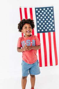 Red ‘USA’ Check | BOYS Tee