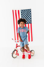Load image into Gallery viewer, Navy ‘USA’ Check  | BOYS Tee