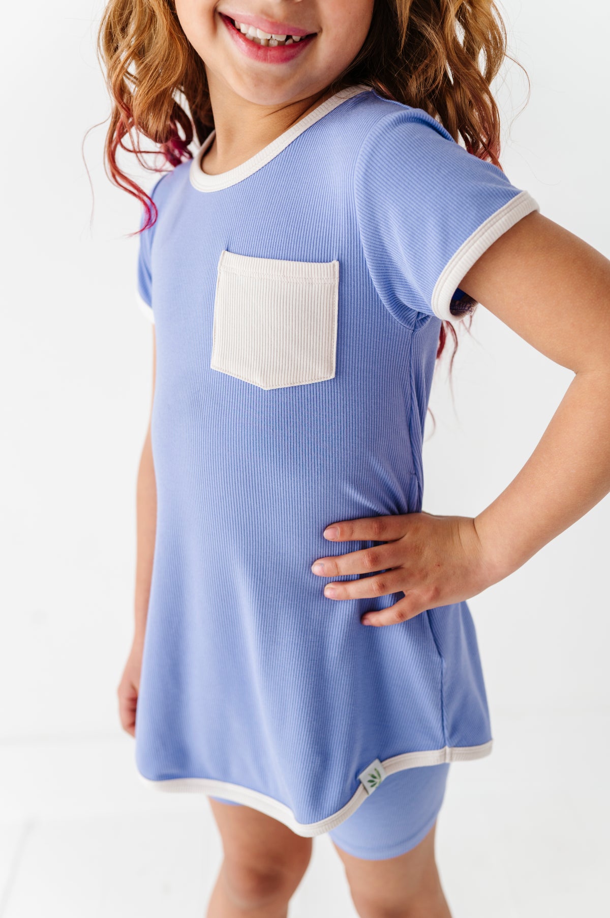 Periwinkle | Mini Dress + Biker Shorts RIB Set