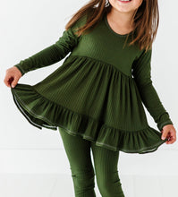 Load image into Gallery viewer, OLIVE RIB | Double Ruffle Peplum