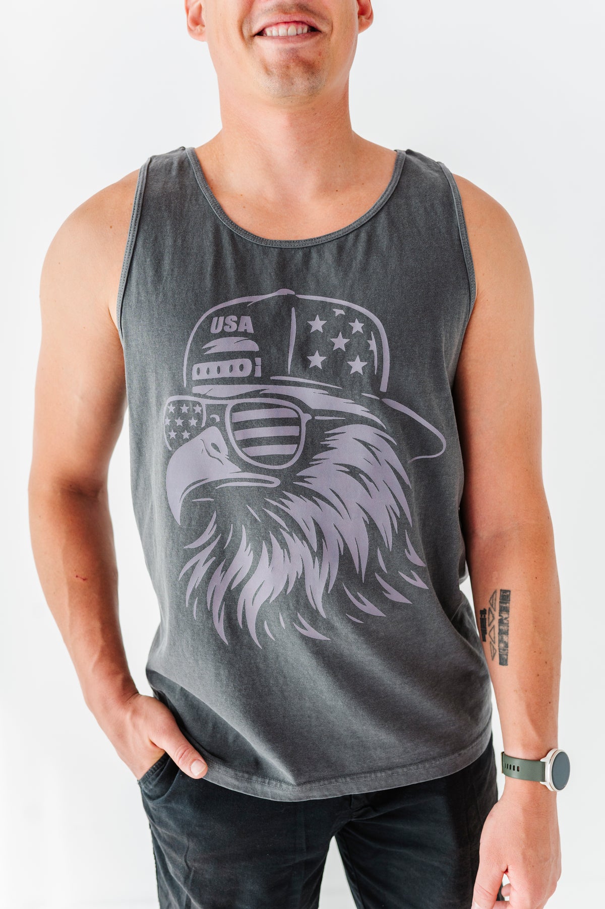 Monochrome Eagle | ADULT TANK (Grey)